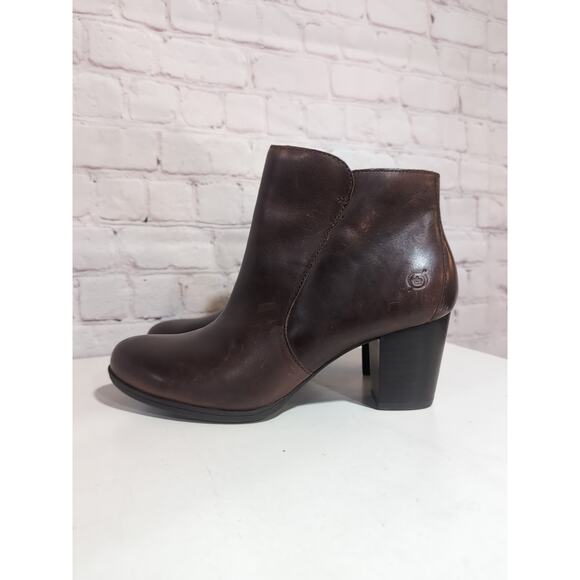 Born Alter Cognac Brown Leather Ankle Boot Women's Size 9.5 Side Zip EUC - Picture 5 of 14